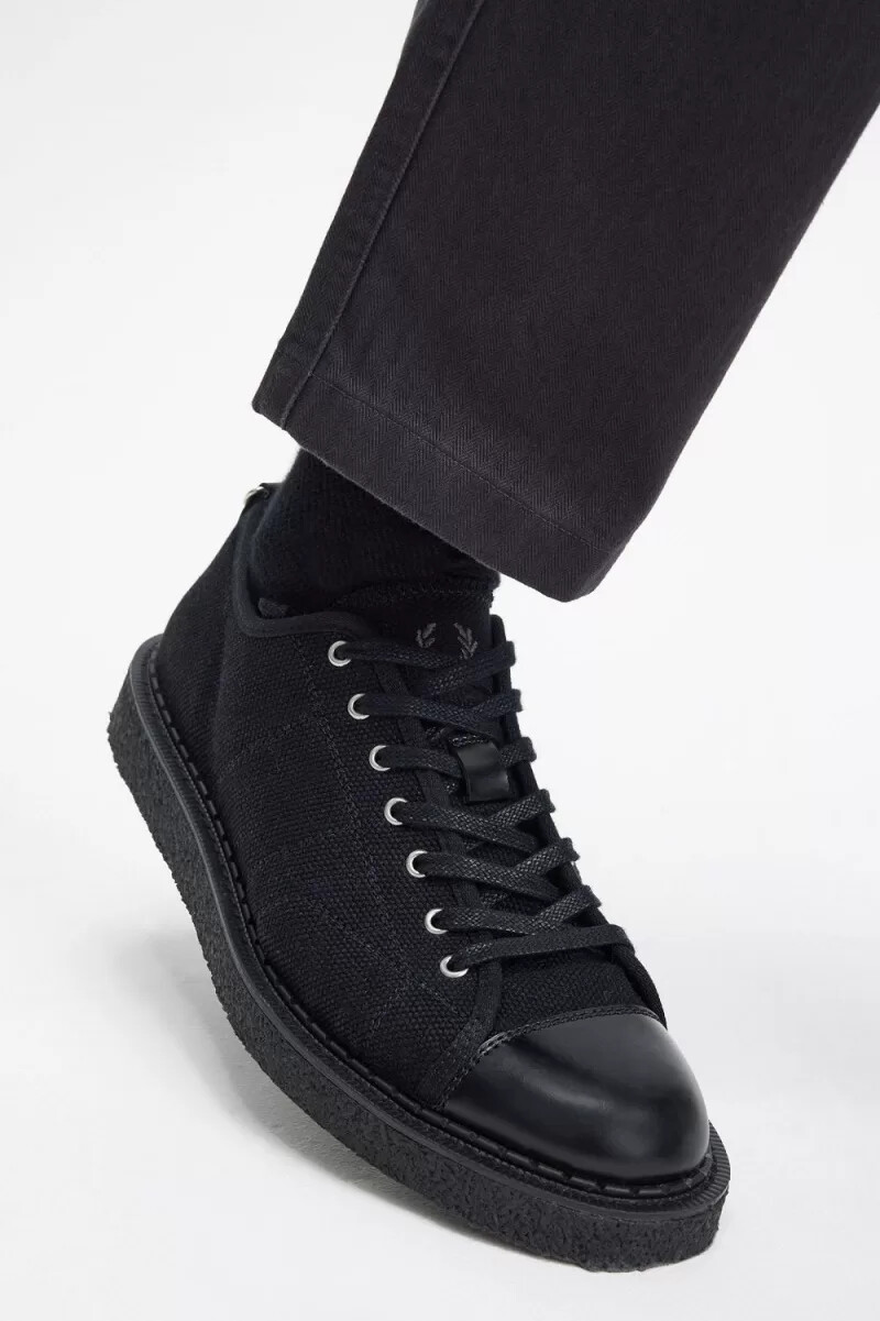 fred perry canvas monkey scarpe da ginnastica da uomo nere