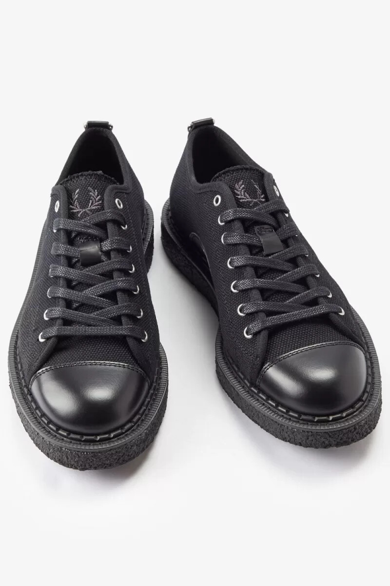 fred perry canvas monkey scarpe da ginnastica da uomo nere