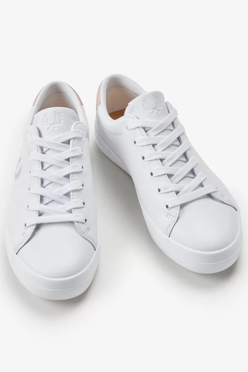 scarpe da tennis da donna fred perry lottie bianche rosa antico