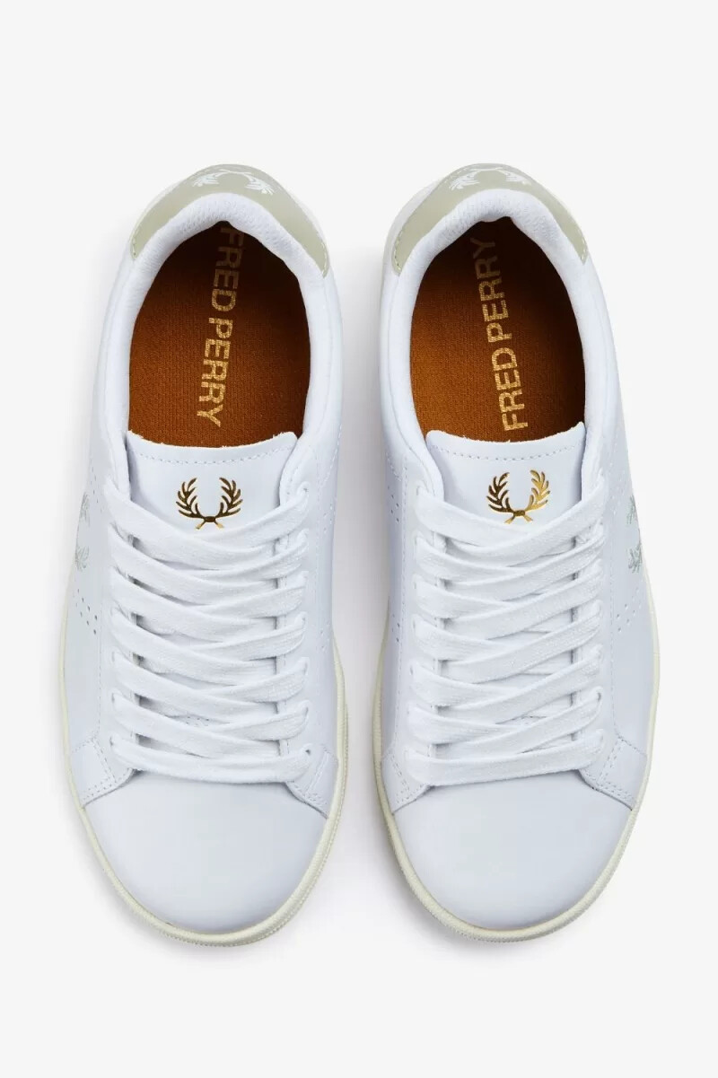 scarpe da tennis da uomo fred perry b721 bianche e menta chiara