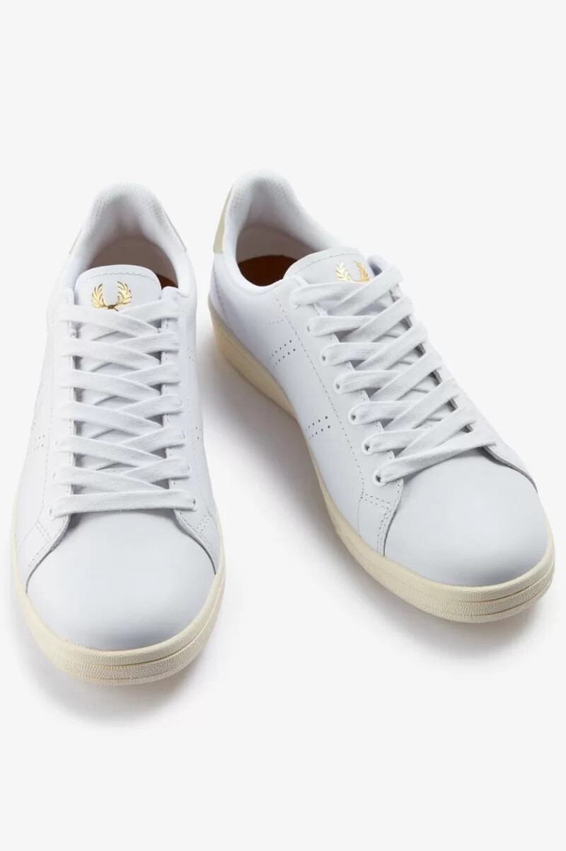 scarpe da tennis da uomo fred perry b721 bianche e menta chiara