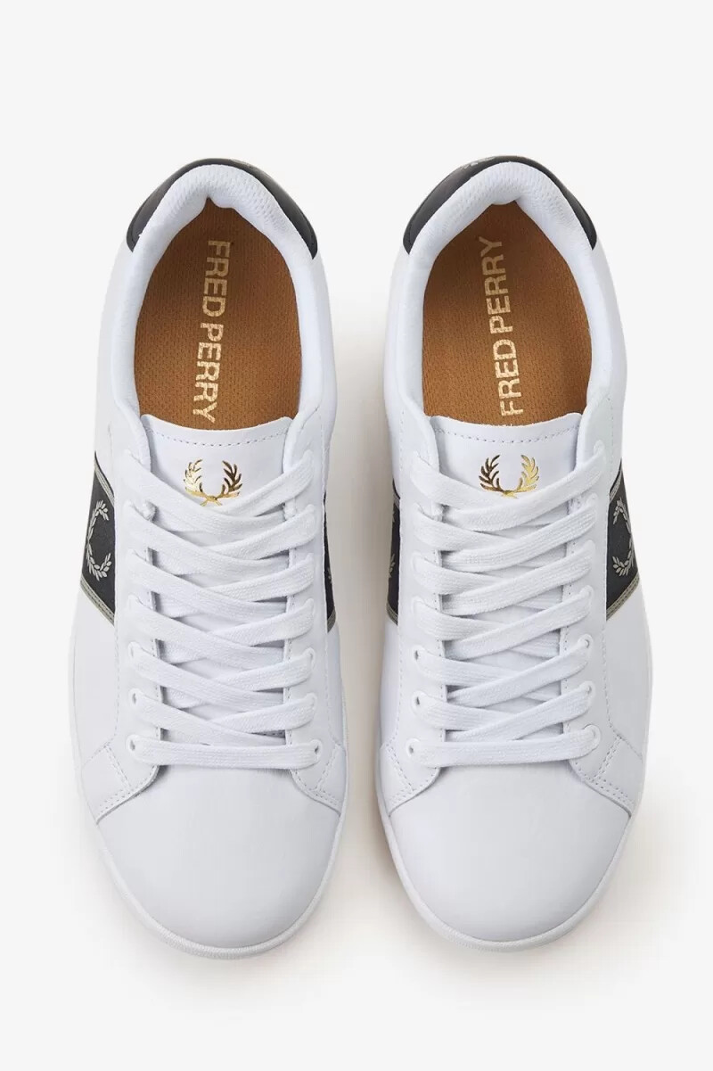 scarpe da tennis da uomo fred perry b721 bianche e grigio caldo