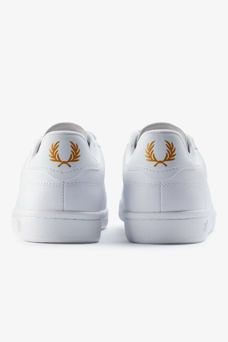 scarpe da tennis da uomo fred perry b721 bianche e oro metallizzato
