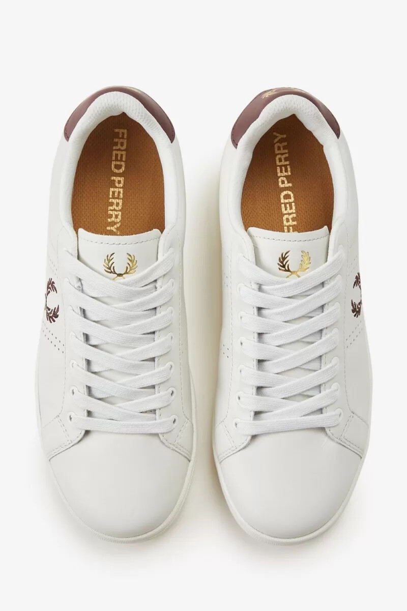 scarpe da tennis da uomo fred perry b721 color avorio e rosso scuro