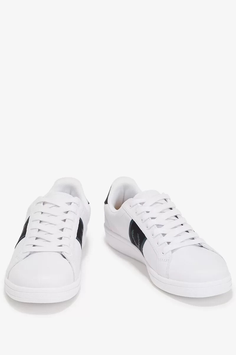 scarpe da tennis da uomo fred perry b721 bianche e blu petrolio