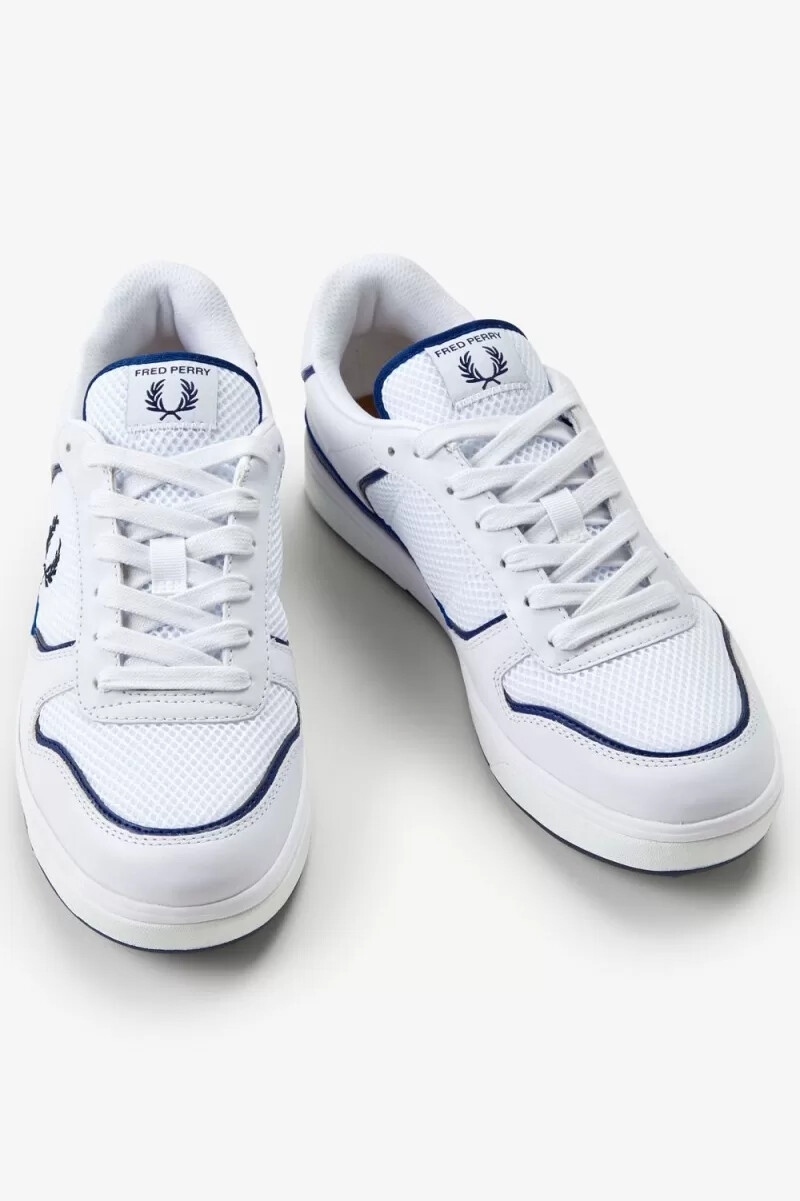 fred perry b300 sneakers da uomo bianche e blu navy
