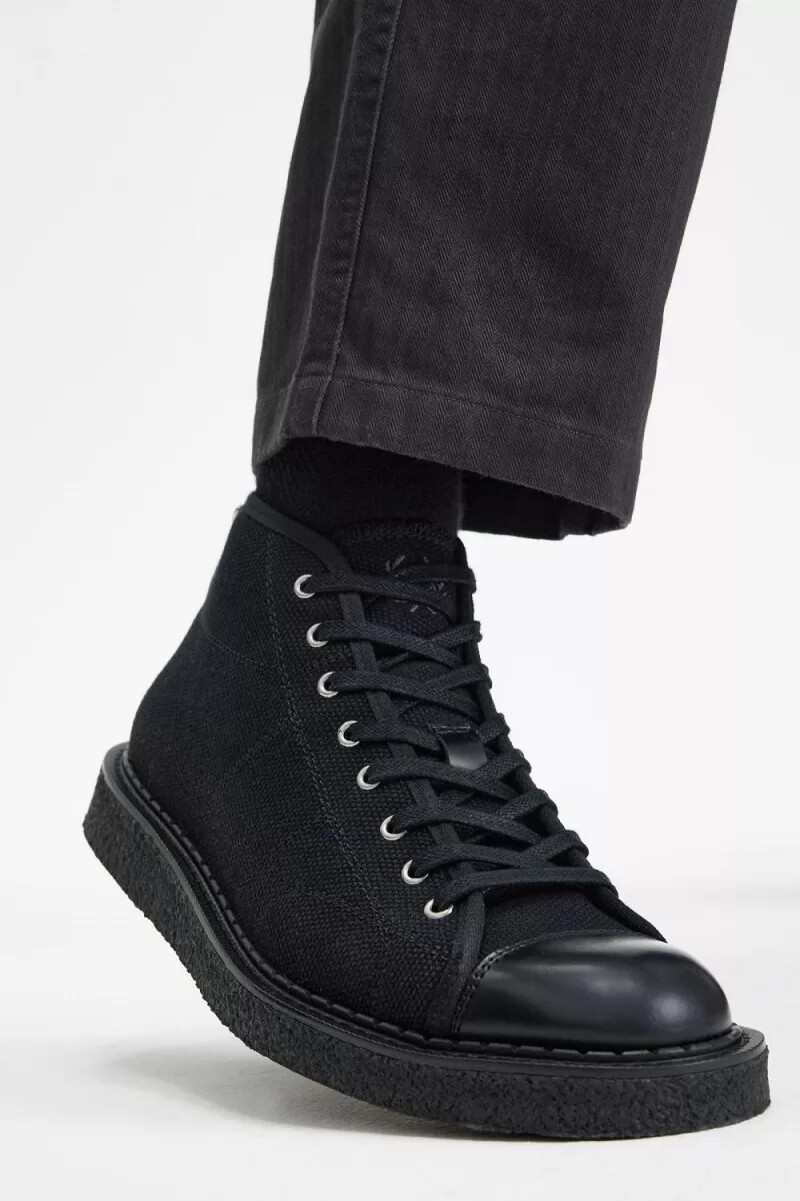 fred perry canvas monkey stivali da donna neri