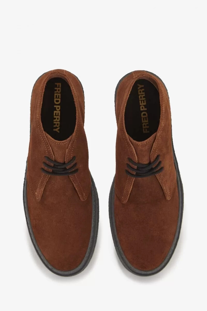 fred perry hawley stivali da uomo rossi marroni