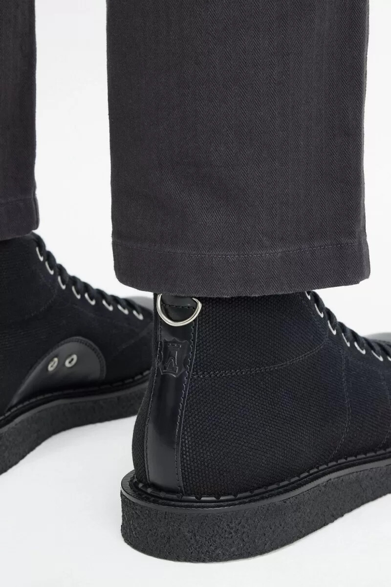 fred perry canvas monkey stivali da uomo neri