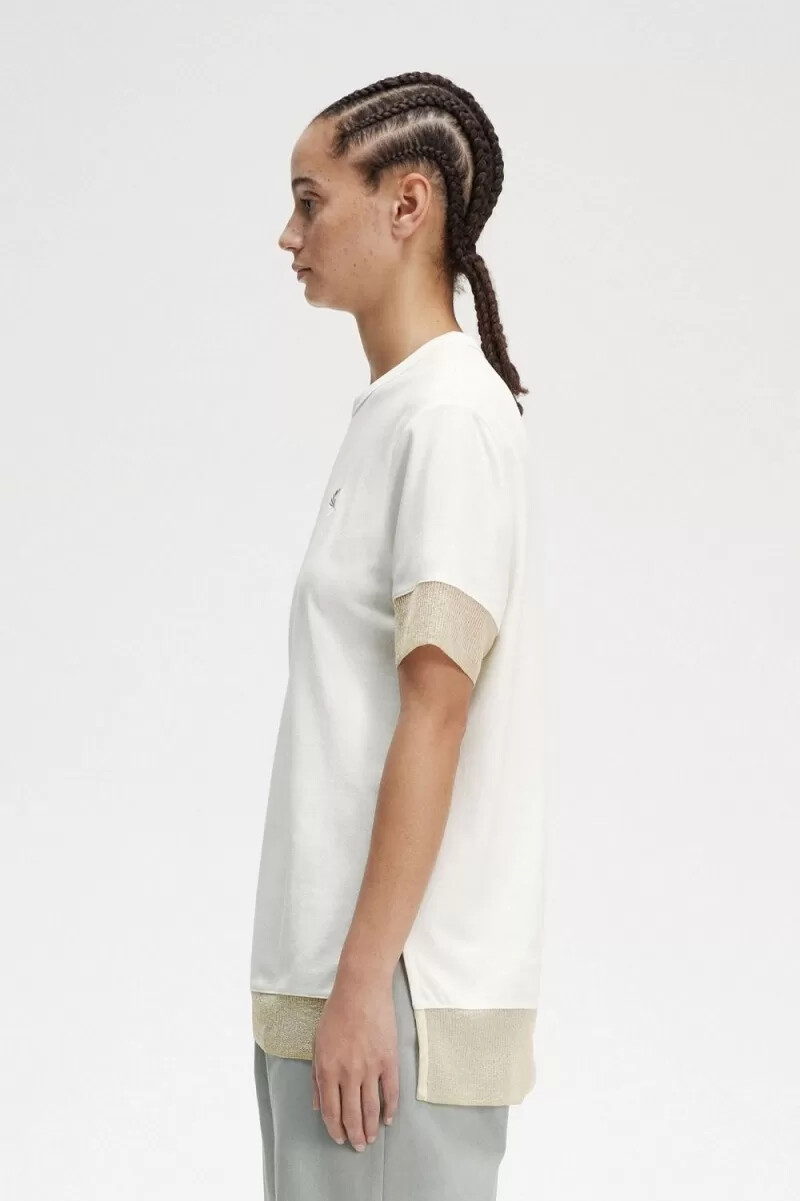 t-shirt da donna fred perry sheer trim piqué biancaneve