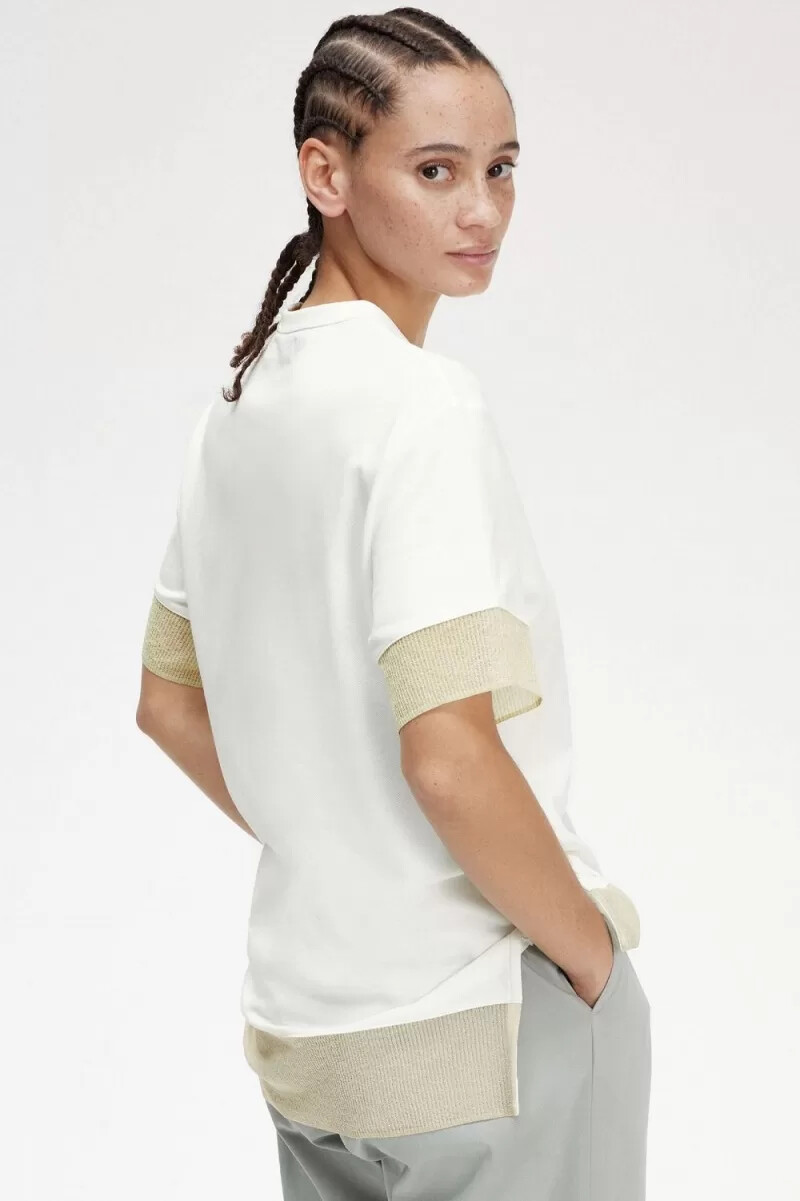 t-shirt da donna fred perry sheer trim piqué biancaneve