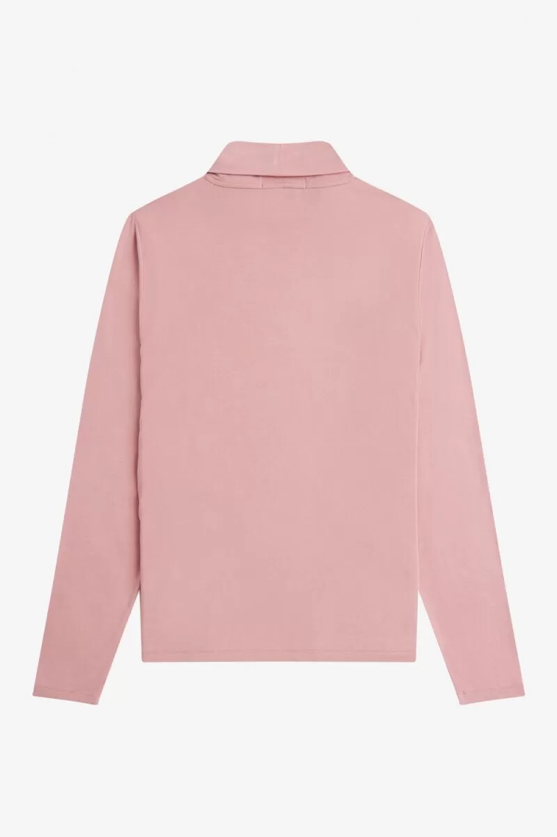 maglietta a collo alto da donna fred perry rosa antico