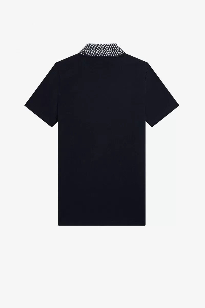 fred perry t-shirt da donna con collo alto e finiture in jacquard blu navy