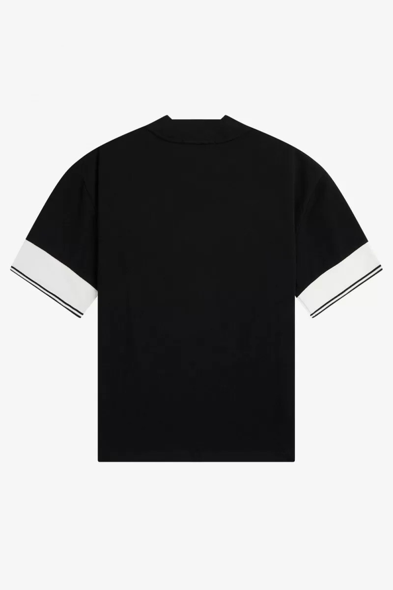 fred perry tipped cuff piqué t-shirt da donna nera
