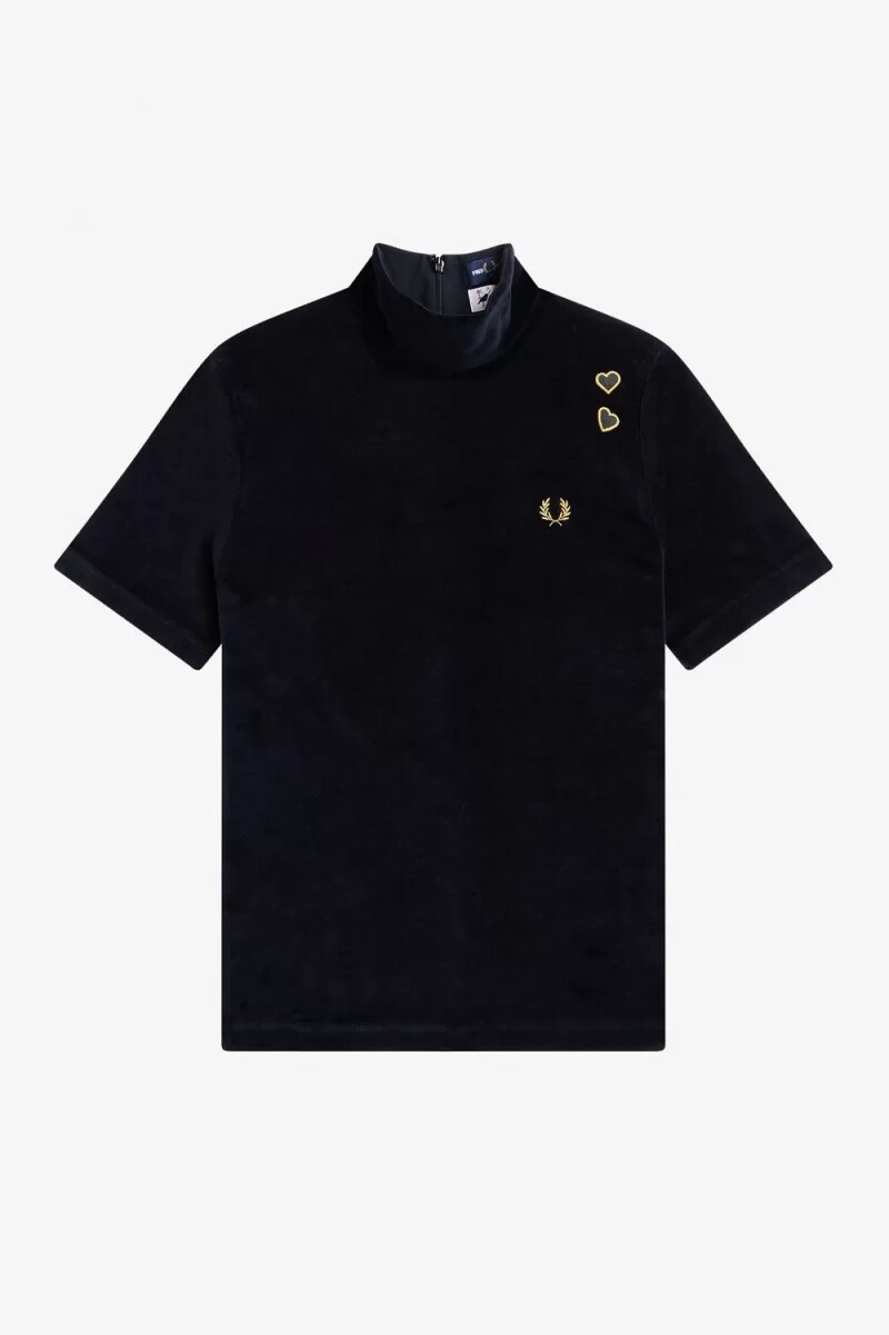 maglietta da donna fred perry velour nera