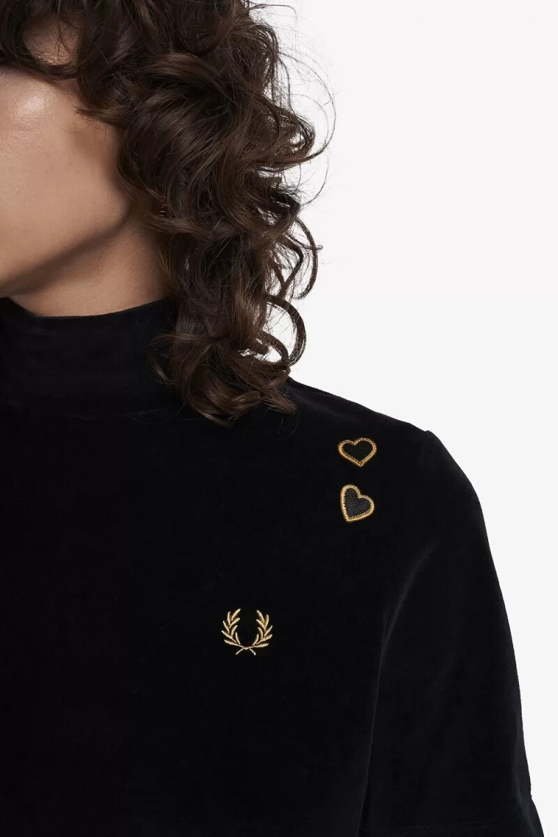 maglietta da donna fred perry velour nera