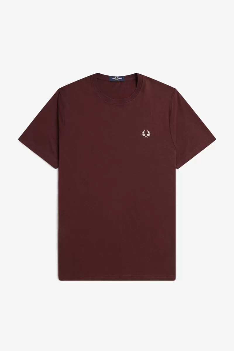 fred perry crew neck t-shirt da uomo beige sangue di bue