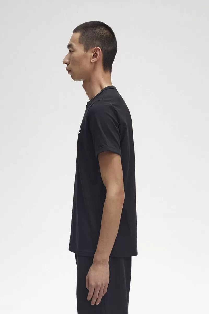 fred perry ringer t-shirt da uomo nera