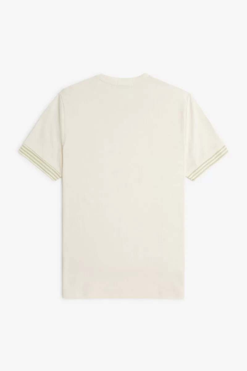 fred perry maglietta a righe da uomo con polsini beige