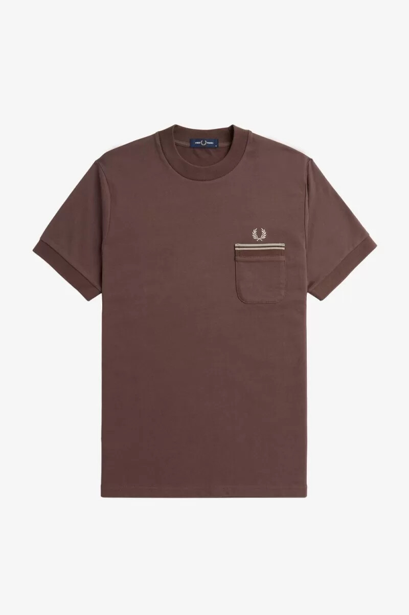 fred perry loopback jersey pocket t-shirt da uomo rosso scuro