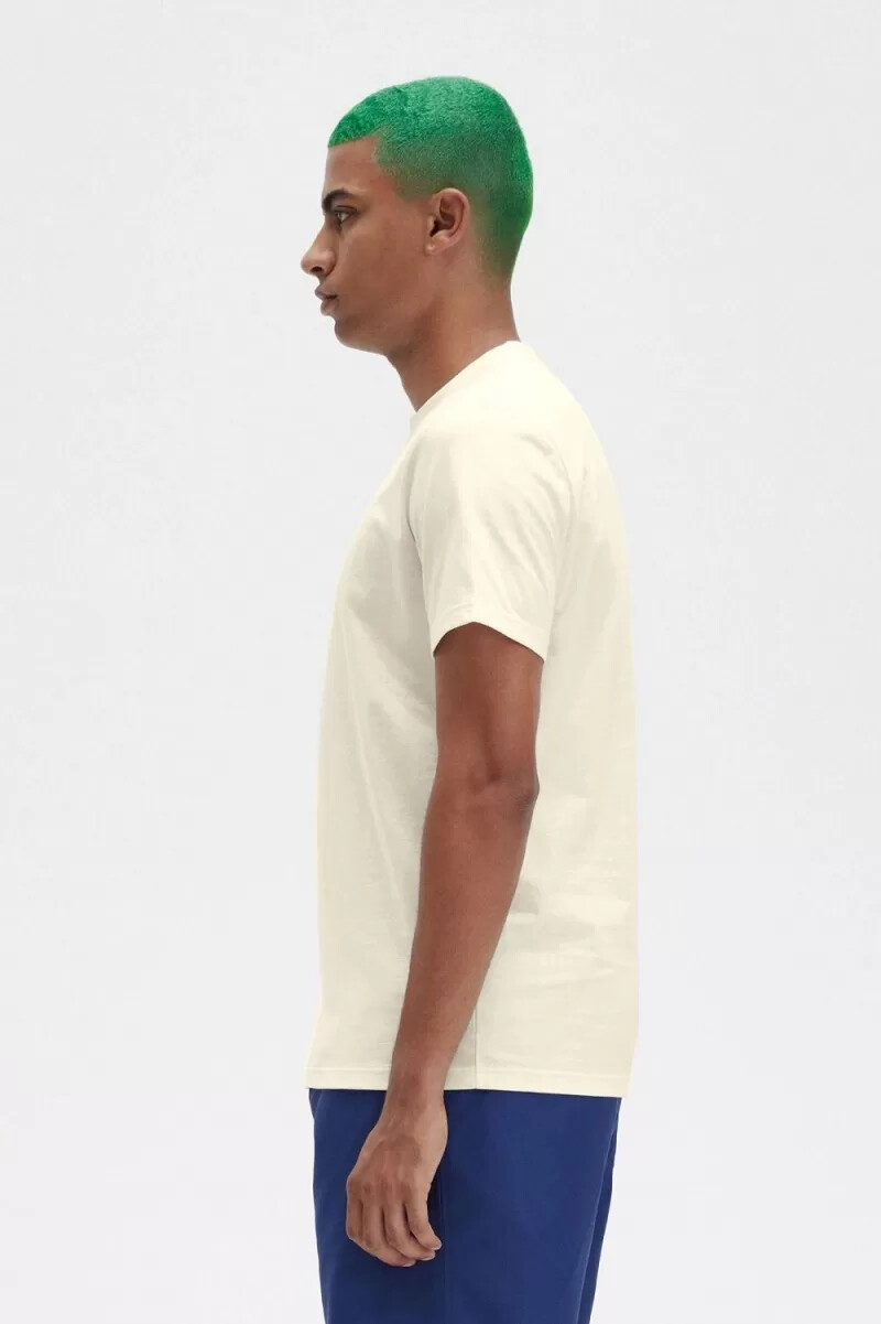 maglietta da uomo ricamata fred perry beige