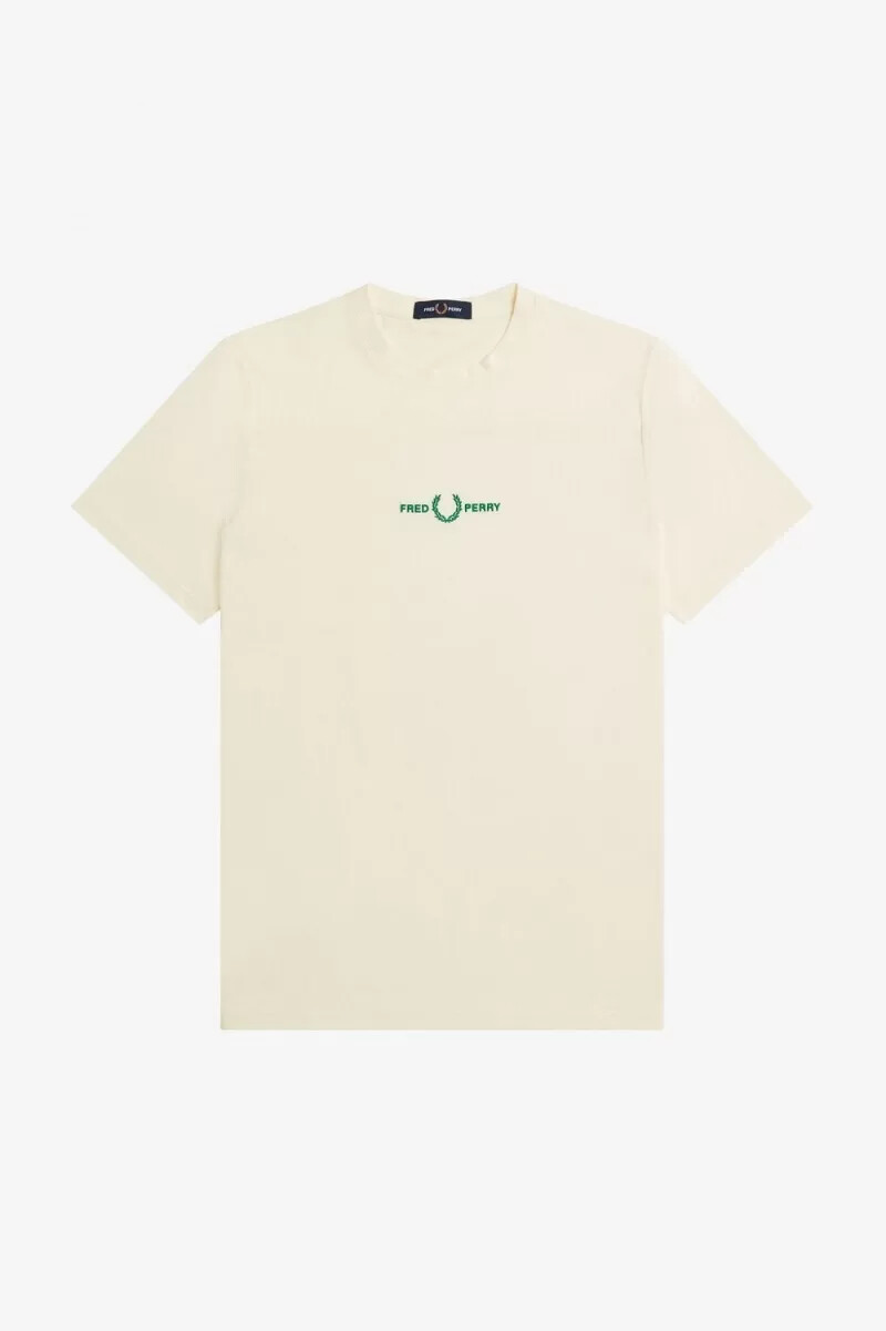 maglietta da uomo ricamata fred perry beige