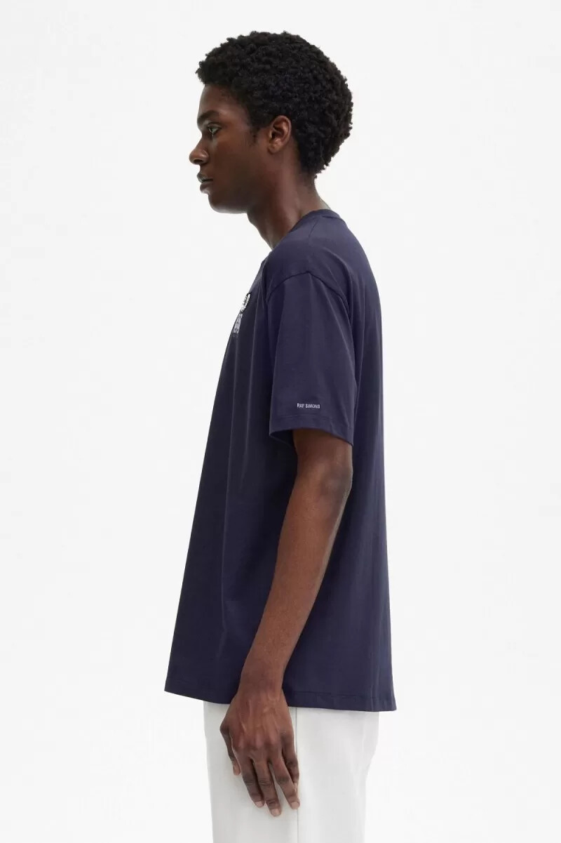 t-shirt da uomo stampata fred perry blu navy