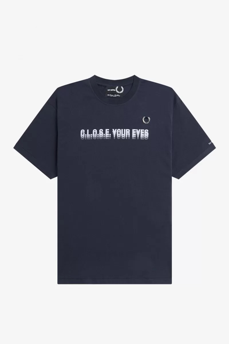 t-shirt da uomo stampata fred perry blu navy