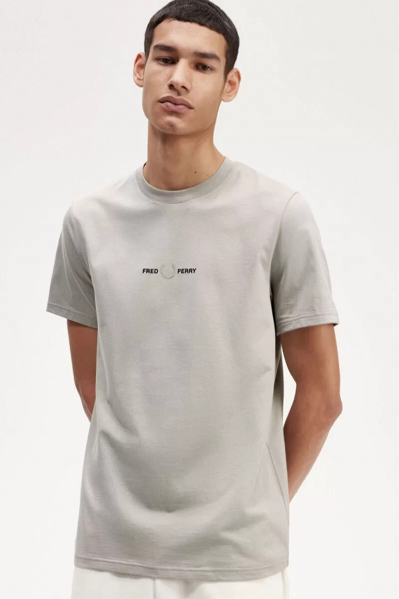 t-shirt da uomo ricamata fred perry grigia