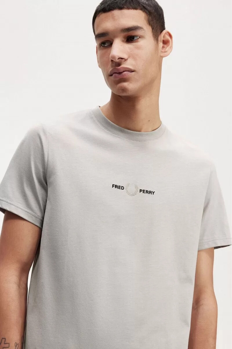 t-shirt da uomo ricamata fred perry grigia