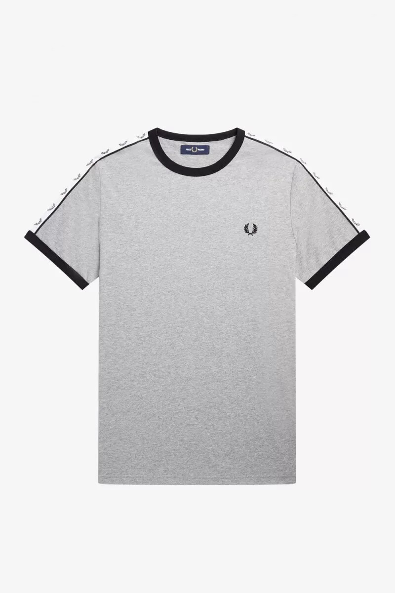 fred perry taped ringer t-shirt da uomo grigia