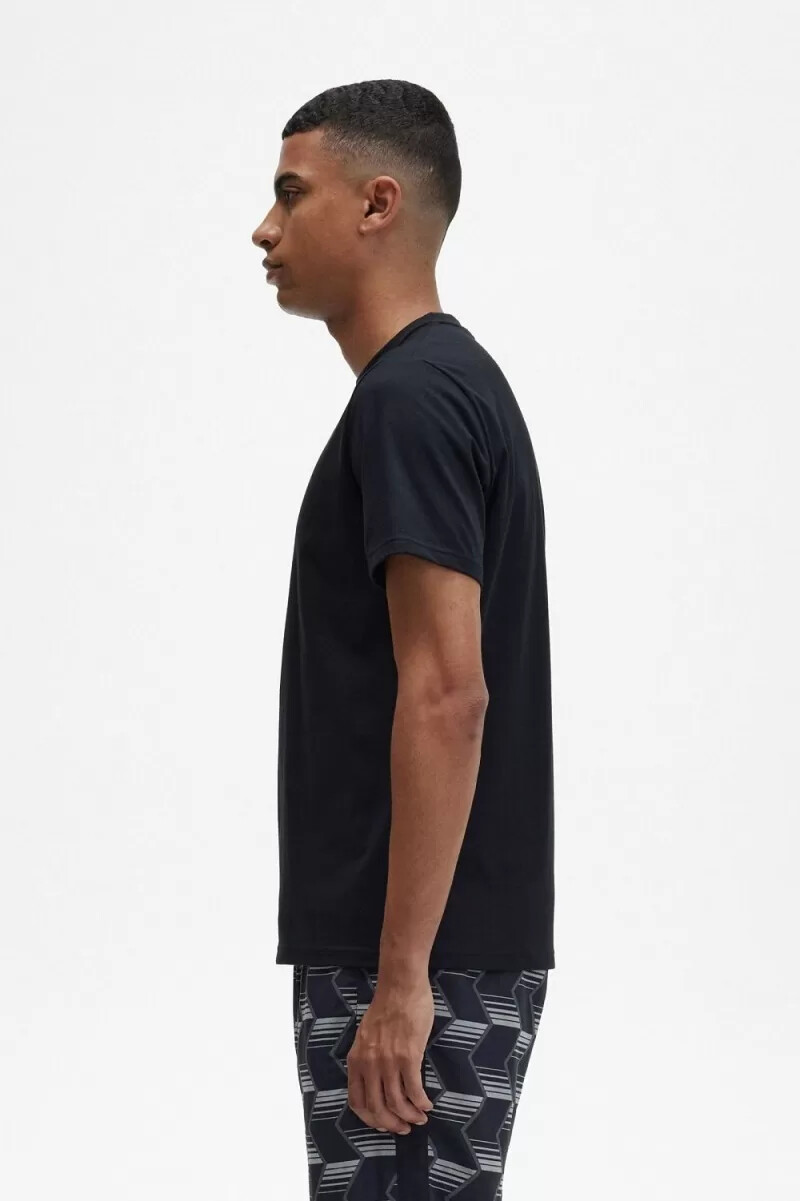 maglietta da uomo ricamata fred perry nera