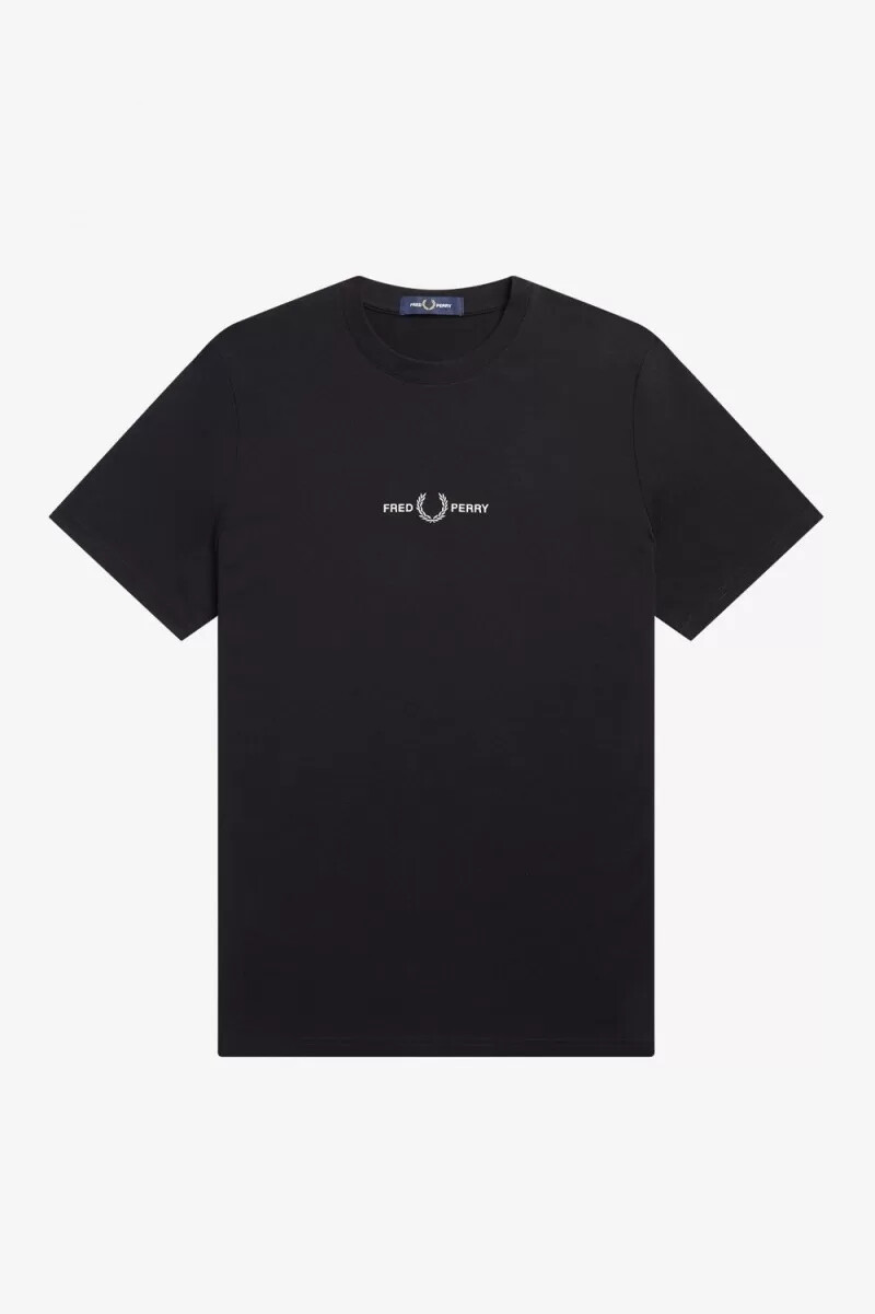 maglietta da uomo ricamata fred perry nera