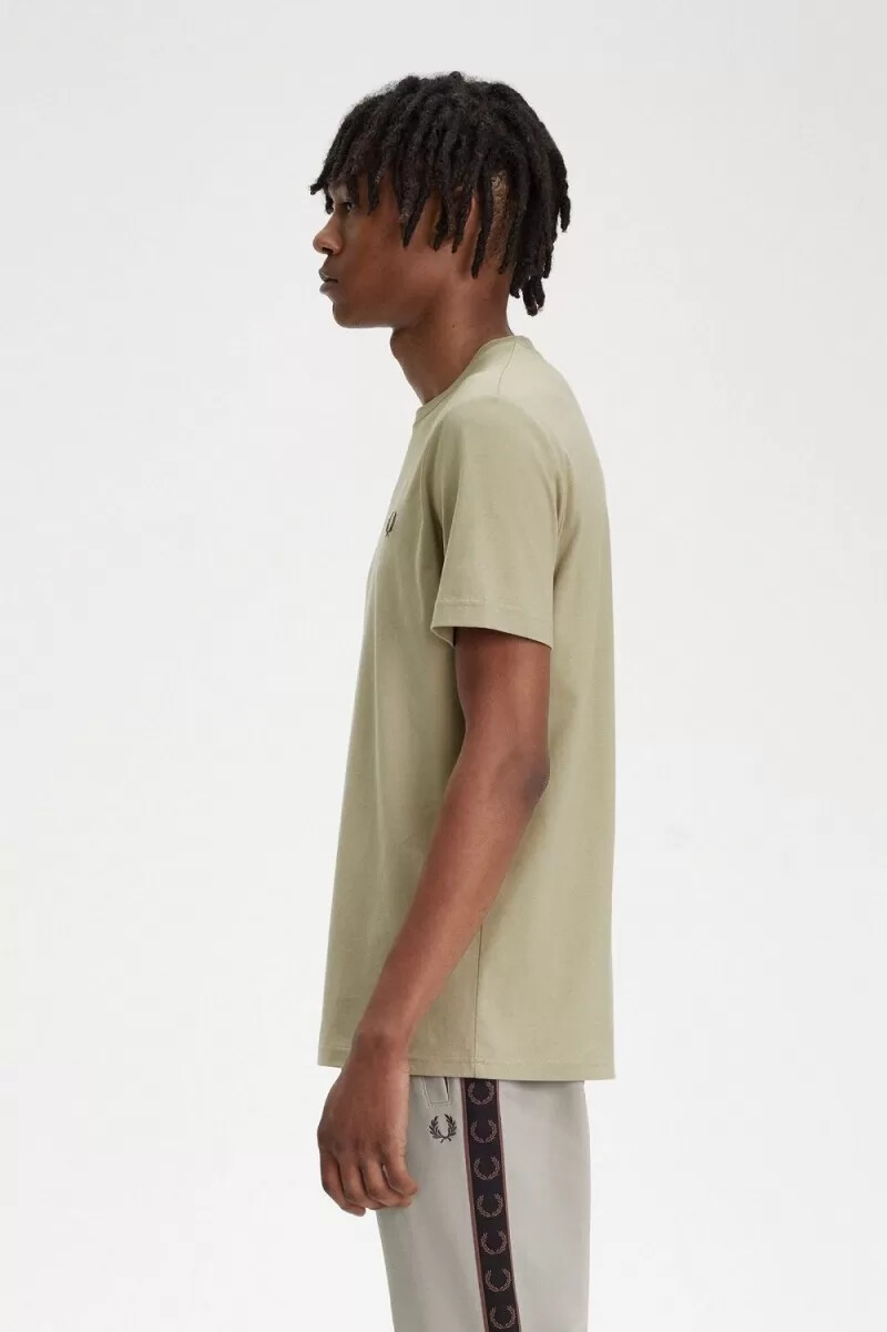 maglietta girocollo da uomo fred perry grigio caldo rosso scuro