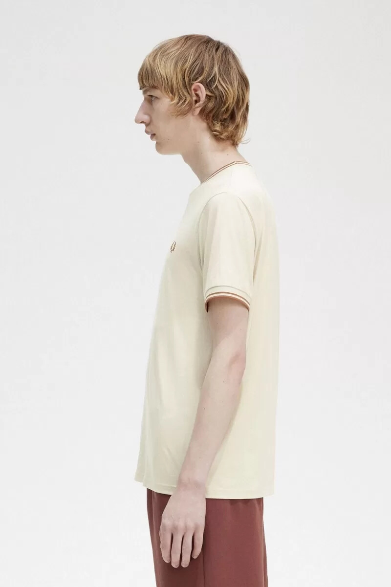 fred perry twin tipped t-shirt da uomo color avena