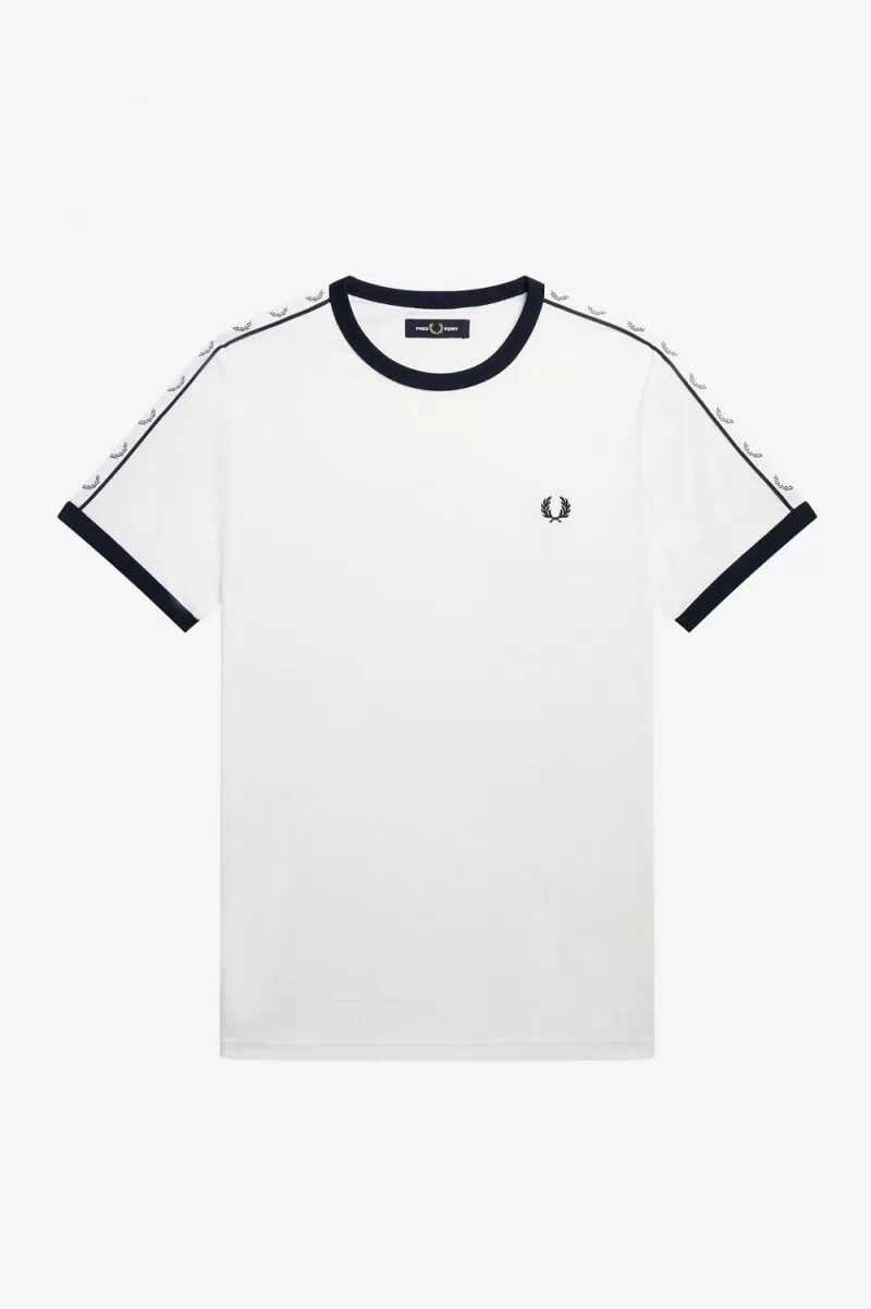 fred perry taped ringer t-shirt da uomo biancaneve