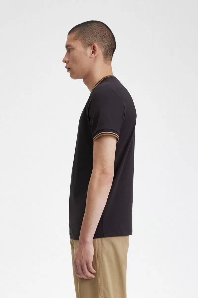 fred perry twin tipped t-shirt da uomo anchor grigio verde caffè scuro