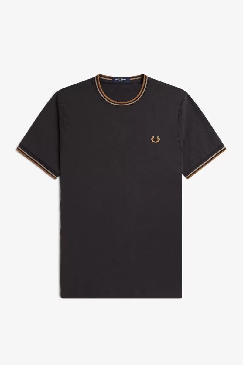 fred perry twin tipped t-shirt da uomo anchor grigio verde caffè scuro