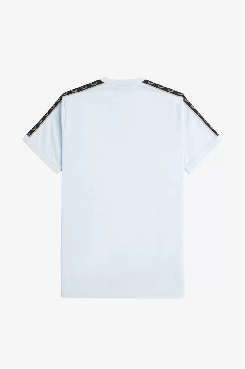 fred perry contrast tape ringer t-shirt da uomo light aqua warm grey