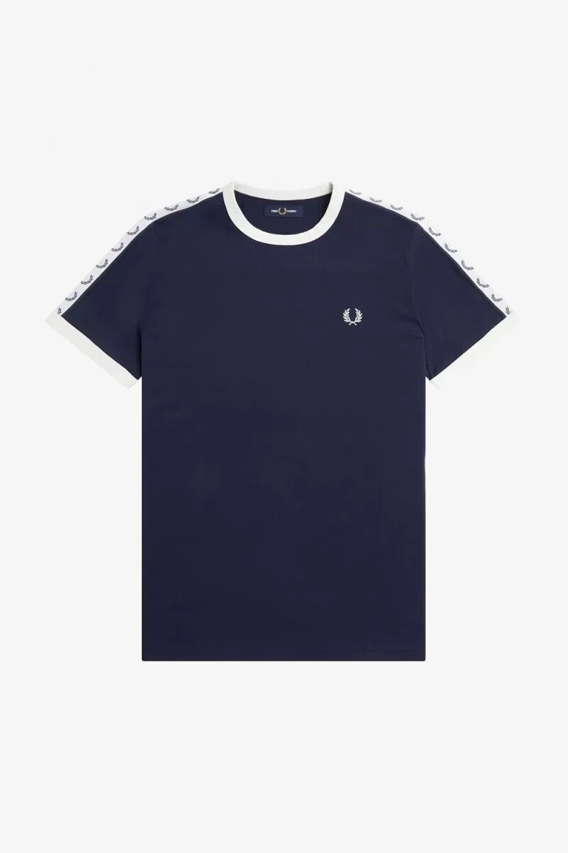 fred perry taped ringer t-shirt da uomo blu carbone