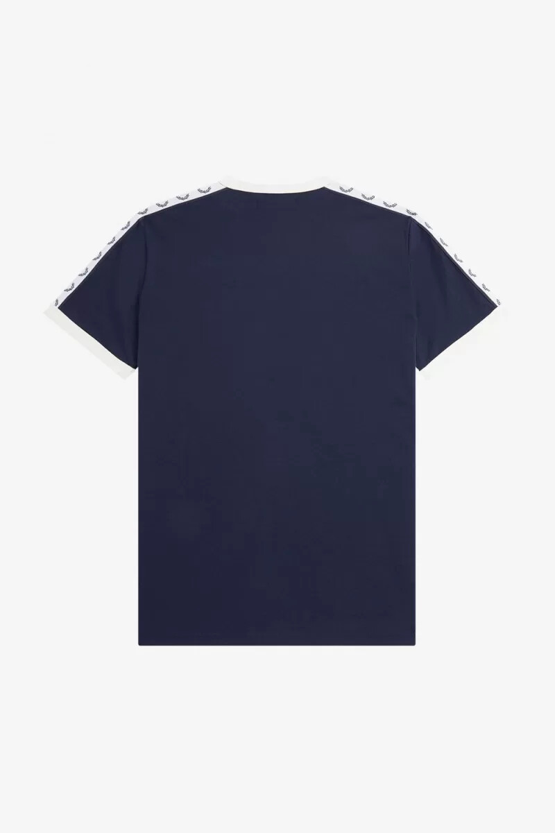 fred perry taped ringer t-shirt da uomo blu carbone