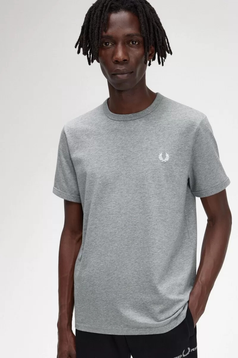 fred perry ringer t-shirt da uomo grigia