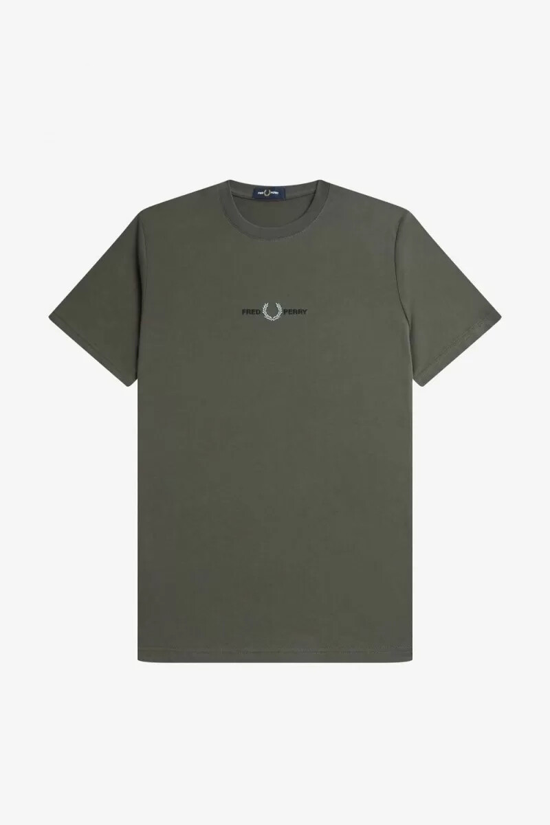 maglietta da uomo ricamata fred perry colore verde campo