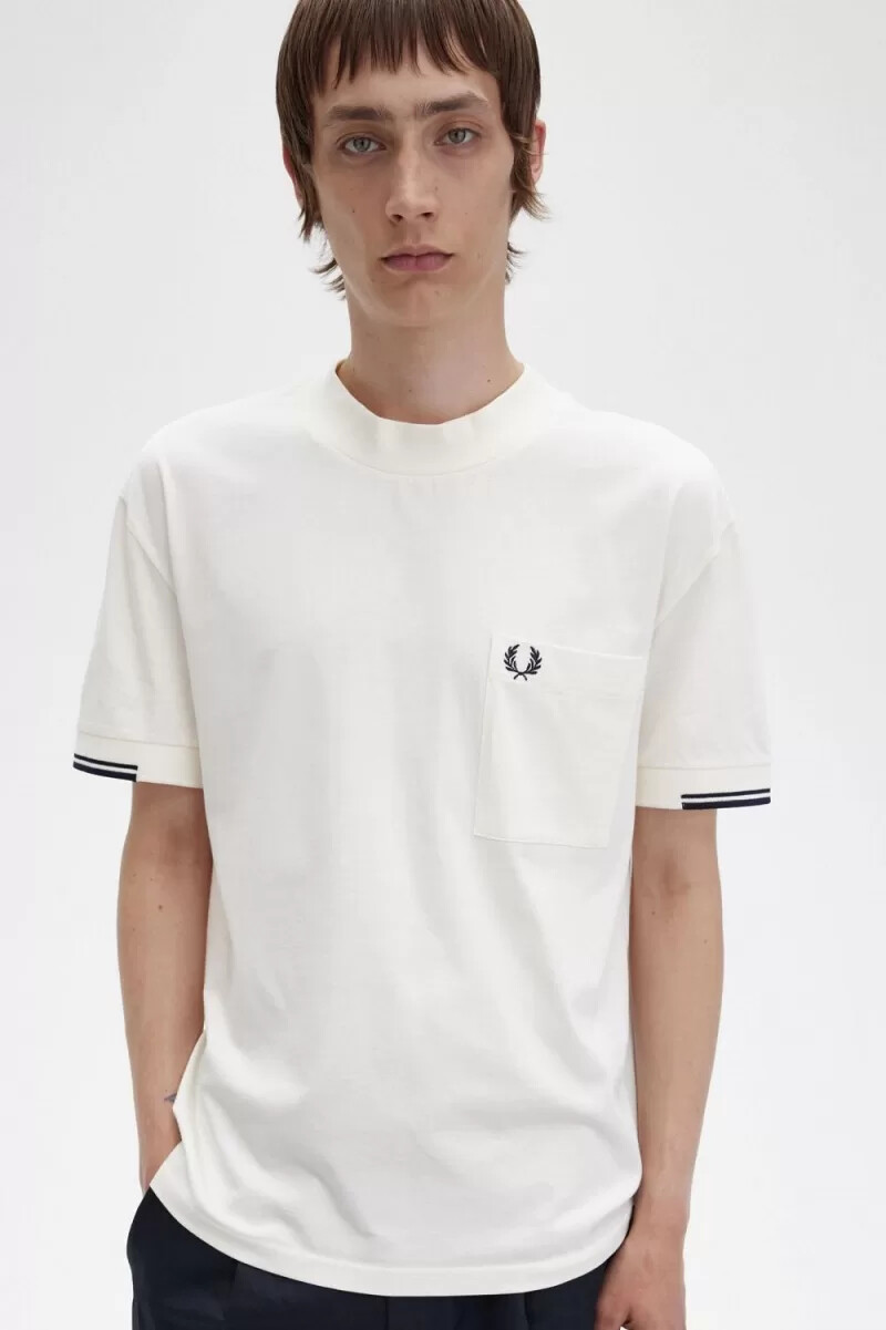 fred perry tipped sleeve t-shirt da uomo beige
