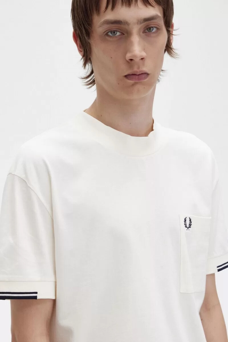 fred perry tipped sleeve t-shirt da uomo beige