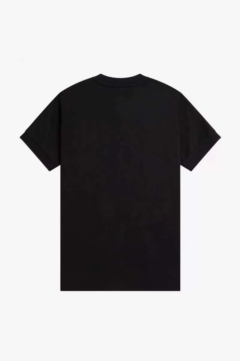 fred perry maglietta da uomo con tasca doppia e tiretto nera
