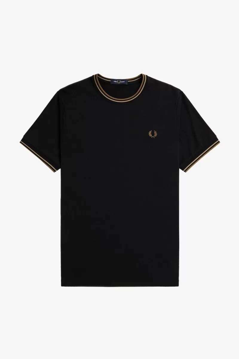 fred perry twin tipped t-shirt da uomo nera verde marrone