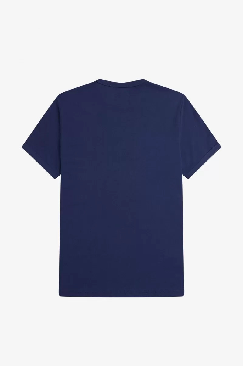 fred perry ringer t-shirt da uomo blu navy francese bianco neve