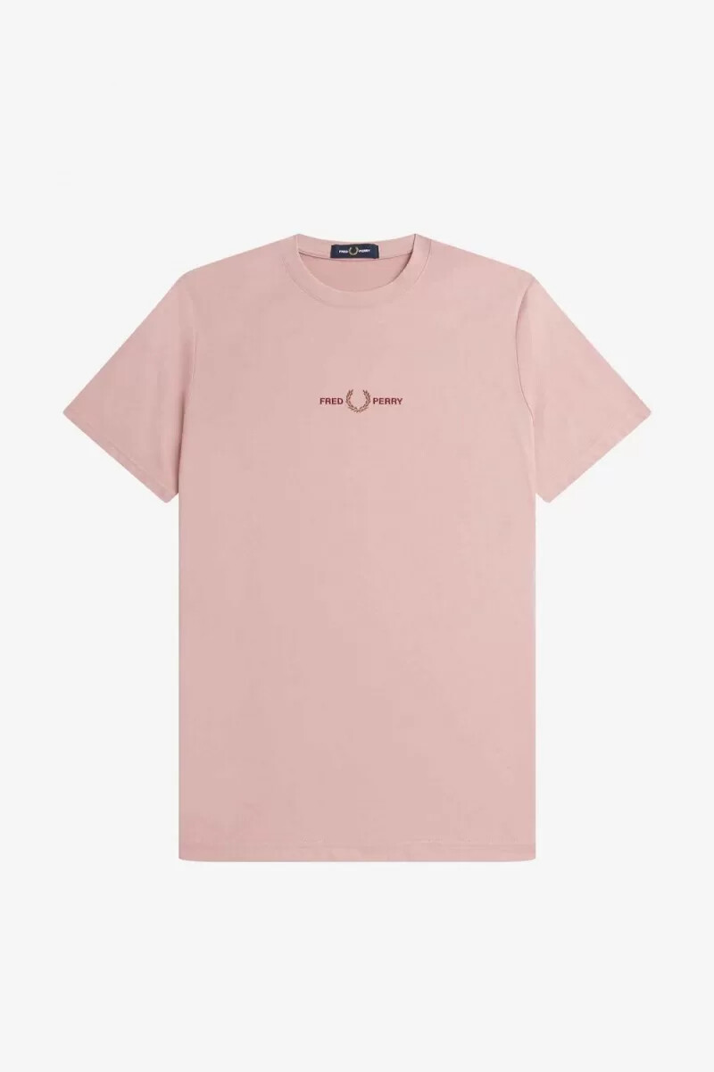 maglietta da uomo ricamata fred perry colore rosa antico