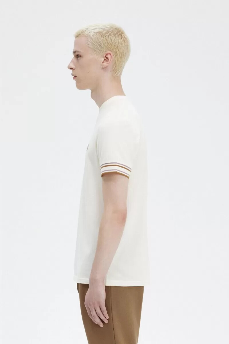 fred perry bold tipped piqué t-shirt da uomo beige